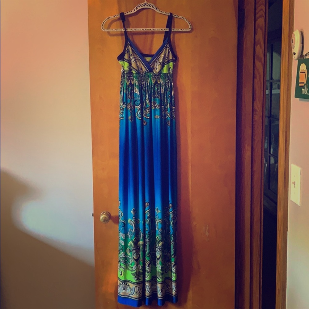 Beautiful blue designed maxi dress